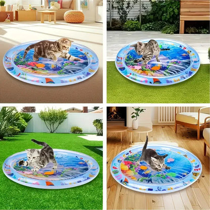 Pet Sensory Water Cooling Mat Inflatable Ocean Play Mat for Cats