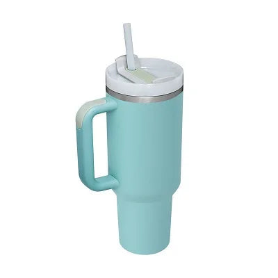 1.2L Insulated Tumbler with Handle & Straw - Stainless Steel Travel Mug
