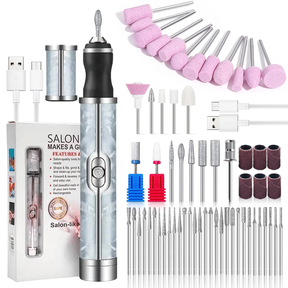 Electric Nail Drill Kit Rechargeable 20000RPM Manicure Pedicure File
