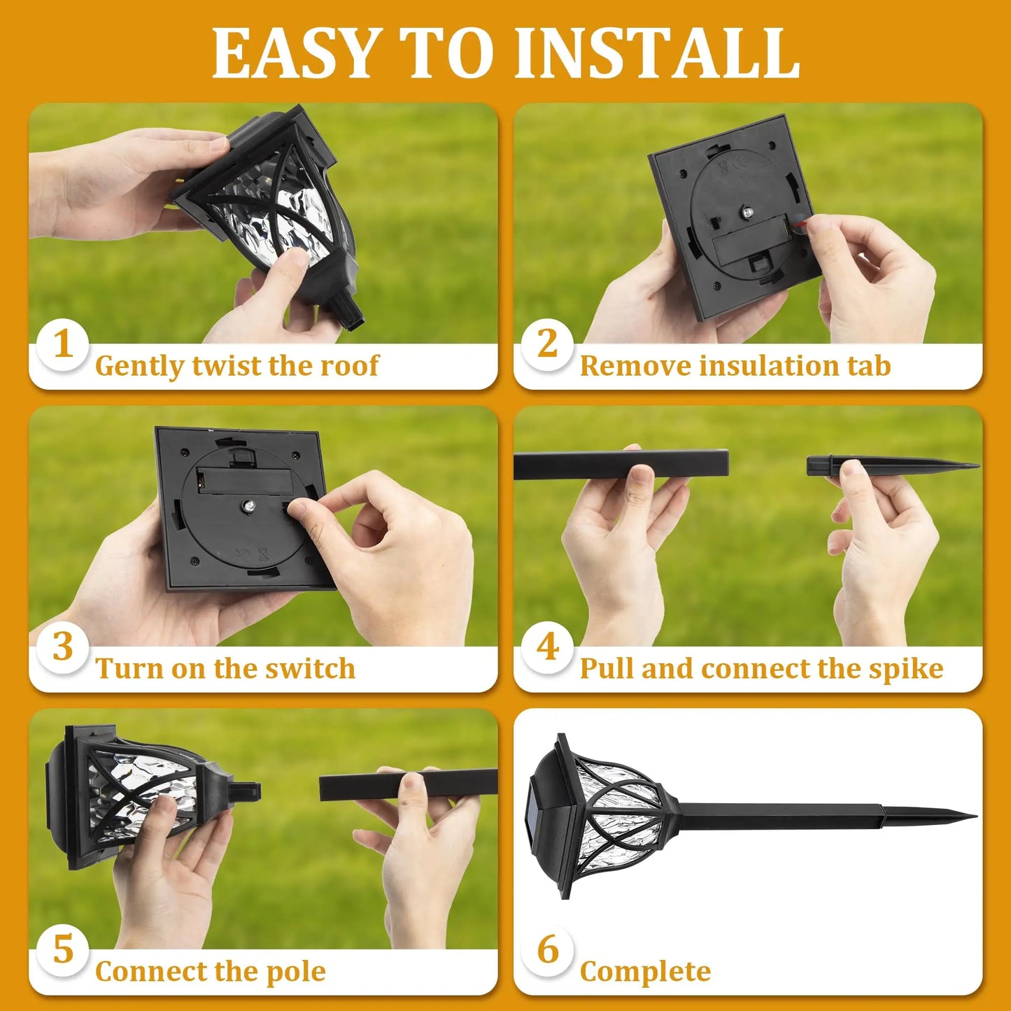 2 Pack Solar Garden Lights – Warm White Stake Lights for Path Lawn Yard