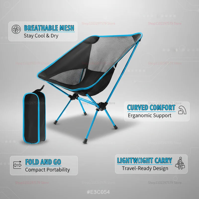 Ultralight Folding Moon Chair | Compact Camping Beach Fishing Chair