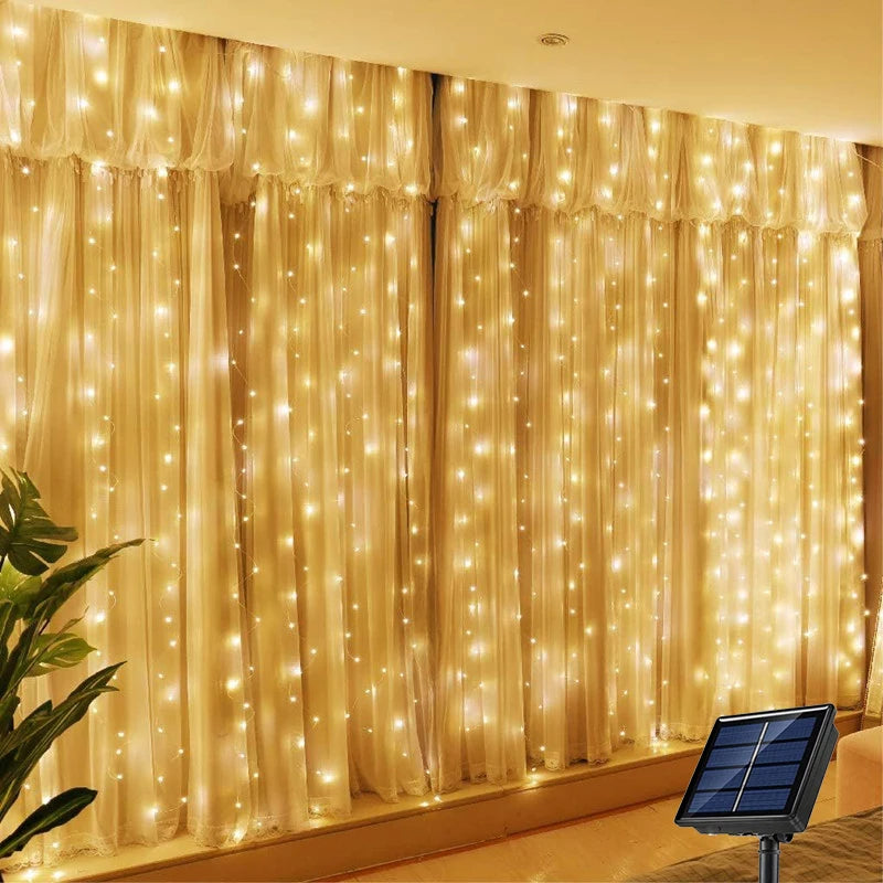3x1m LED Curtain Lights – 100/200/300 LED, 8 Modes, Warm/White/Multicolor