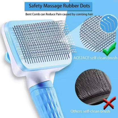 Self Cleaning Pet Grooming Brush for Dogs & Cats with Massage Pins