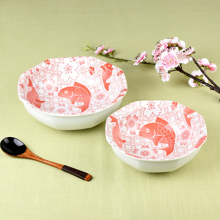 2 Piece Ceramic 19cm Snapper Print Dinner Bowl Set Dining Home Dinnerware Japan