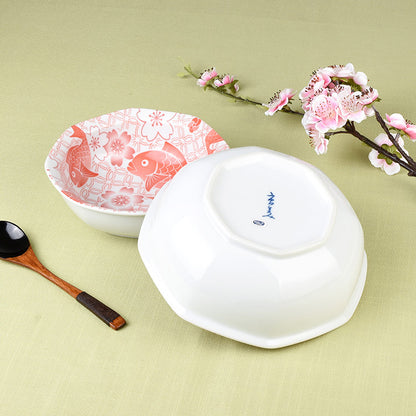 2 件陶瓷 19 厘米鲷鱼印花晚餐碗套装餐厅家居餐具日本