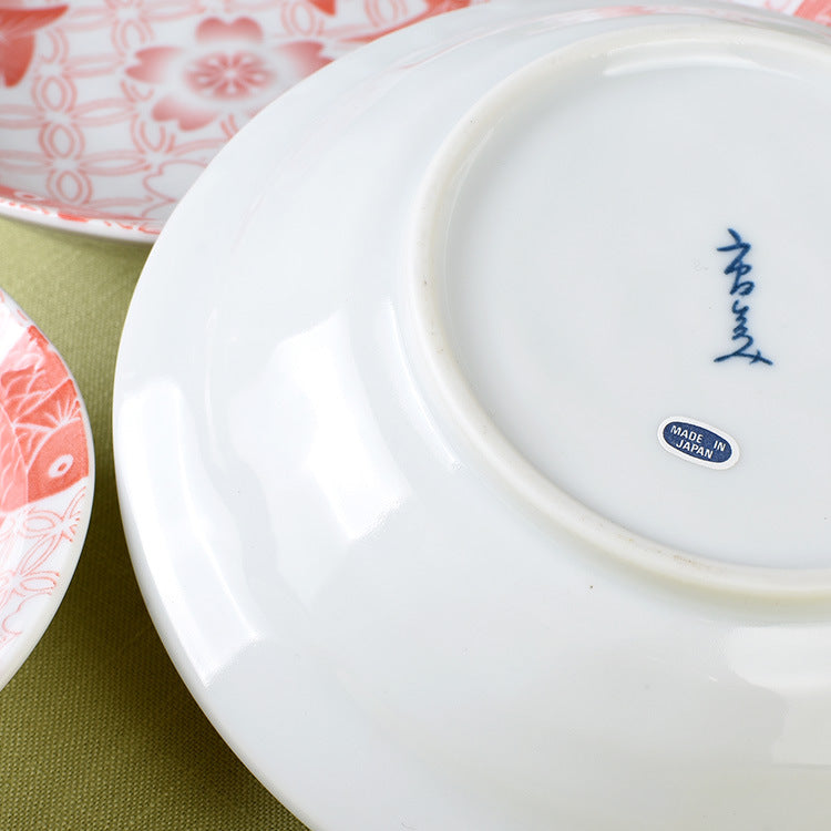 3 件套陶瓷鲷鱼印花晚餐碗盘套装餐厅家居餐具日本