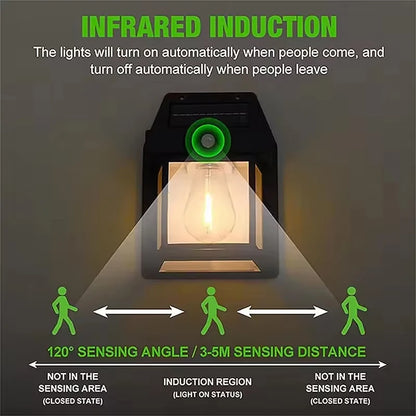 Solar Wall Light – 3 Modes Motion Sensor, Vintage Outdoor Light IP65