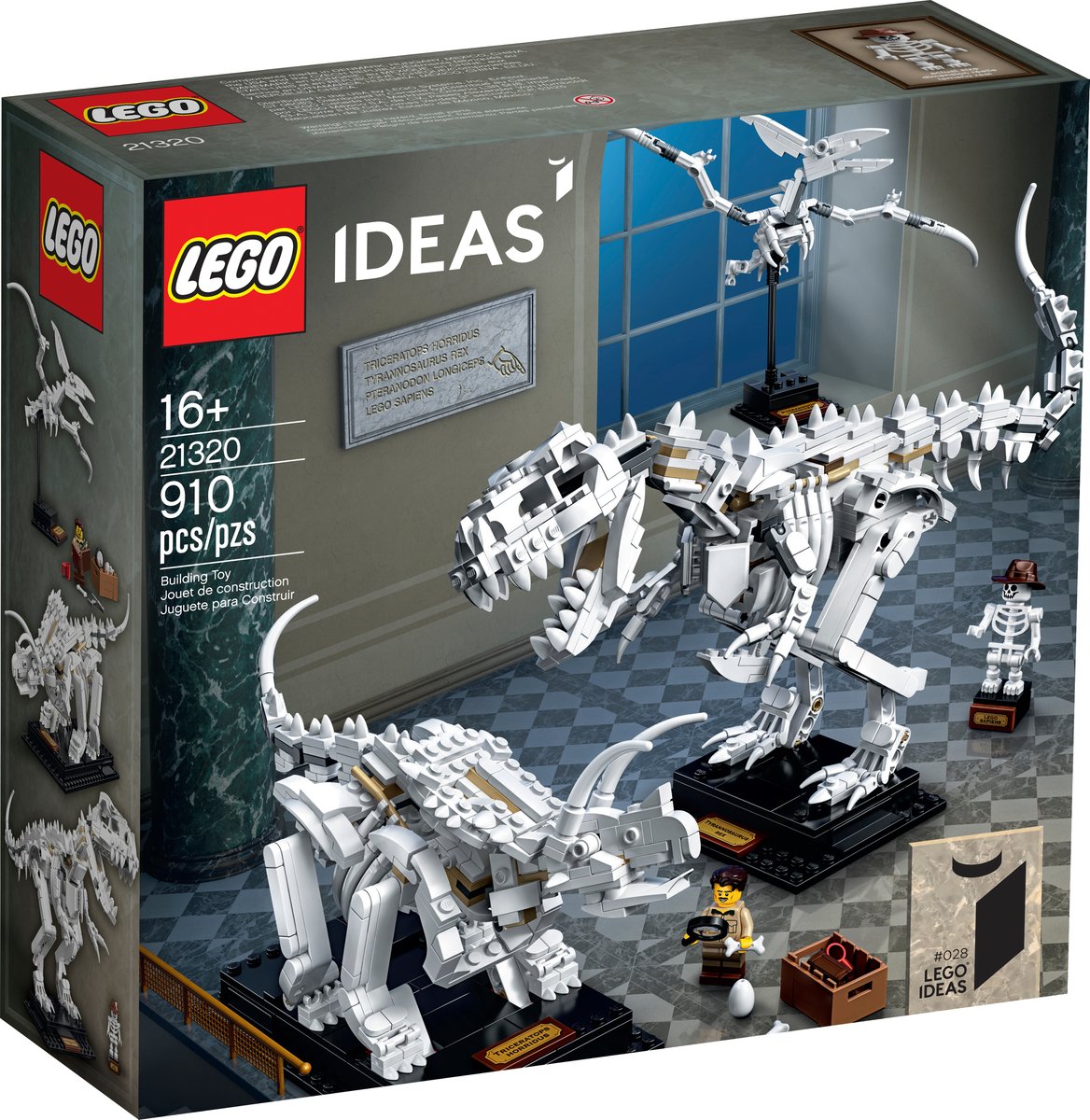 LEGO Ideas 21320 Dinosaur Fossils | 910 Pieces | T-Rex Triceratops Pteranodon