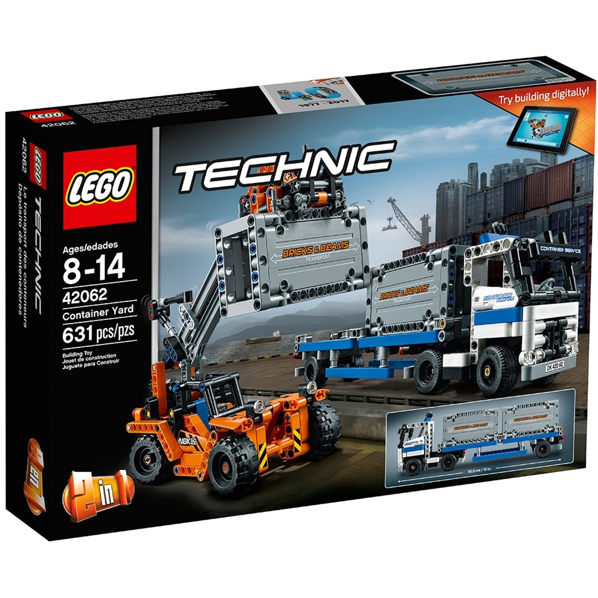 LEGO Technic 42062 Container Yard | 631 Pieces | Motorised | Power Functions